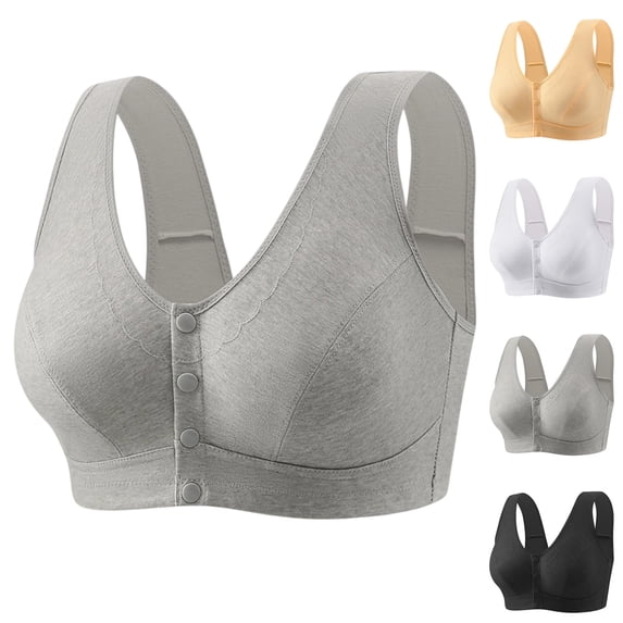 2026 Upgraded Daisy Bras for Older Women Front Closure Bra Full Coverage Comfortable Bras No Underwire Plus Size Bra,Gray,44
