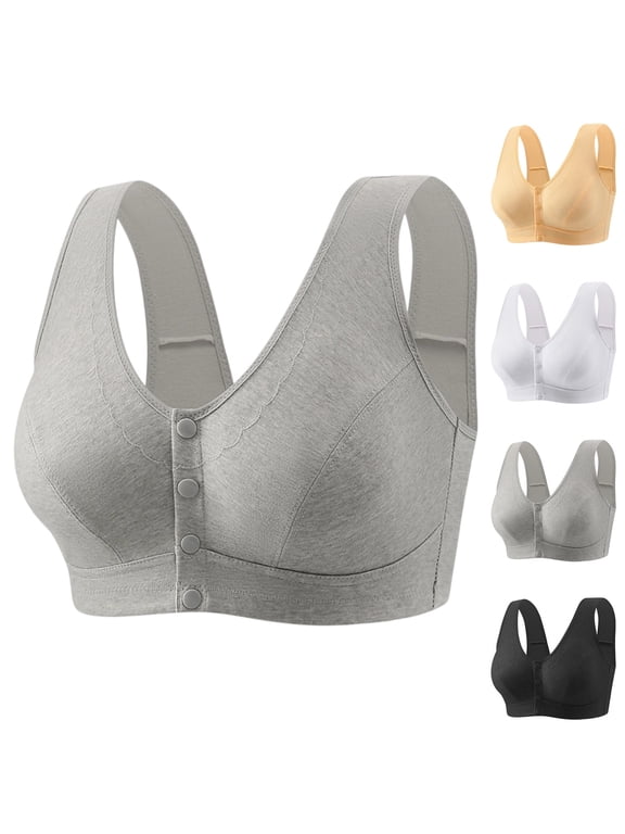 2026 Upgraded Daisy Bras for Older Women Front Closure Bra Full Coverage Comfortable Bras No Underwire Plus Size Bra,Gray,48