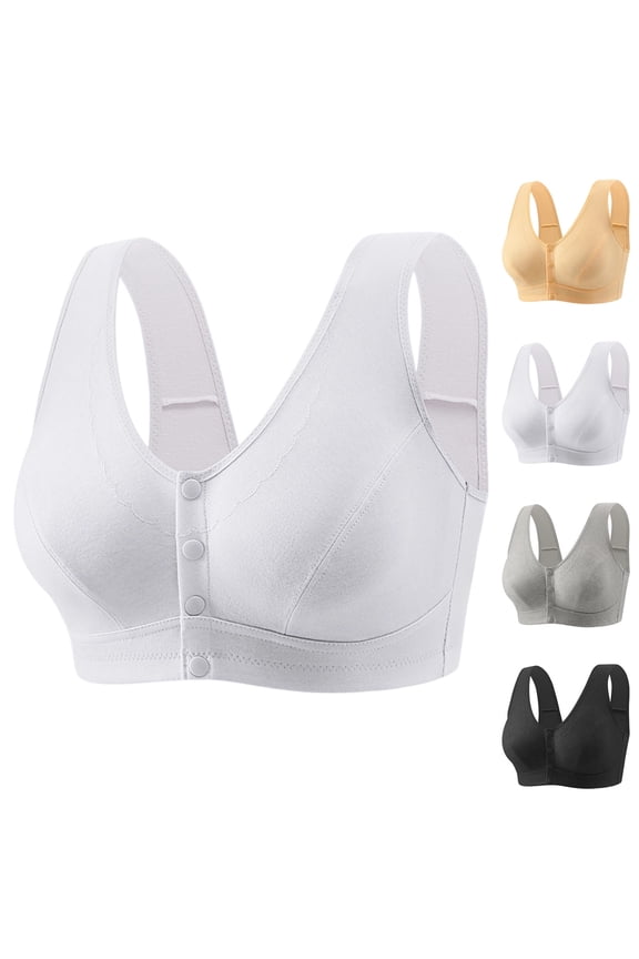 2026 Upgraded Daisy Bras for Older Women Front Closure Bra Full Coverage Comfortable Bras No Underwire Plus Size Bra,White,46