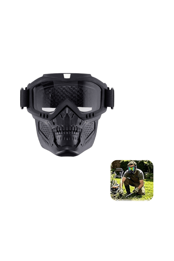 2026 Upgraded Detachable Full Face Goggle Mask, Anti-Fog Grass Cutting Goggles for Welding, Riding, Windproof Paintball Mask