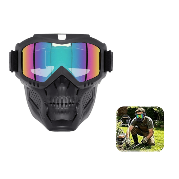 2026 Upgraded Detachable Full Face Goggle Mask, Anti-Fog Grass Cutting Goggles for Welding, Riding, Windproof Paintball Mask