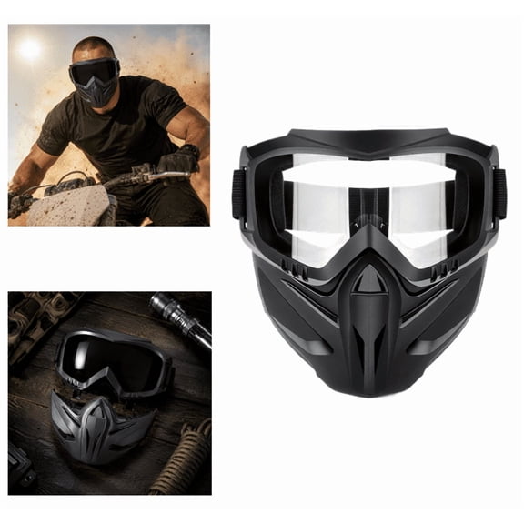 2026 Upgraded Detachable Full Face Goggle Mask, Clear Anti-Fog Grass Cutting Goggles for Yard Work Shield, Riding,Ski B-Clear
