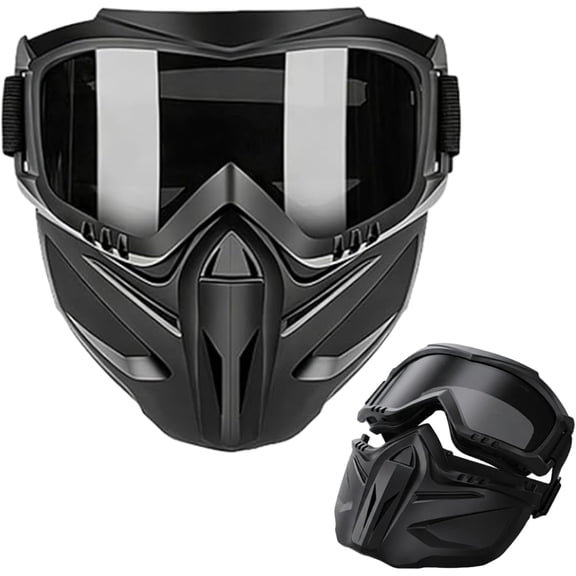 2026 Upgraded Detachable Full Face Goggle Mask, Detachable Full Face Mask Adults for Welding & Riding, Anti-Fog Windproof Impact Resistant