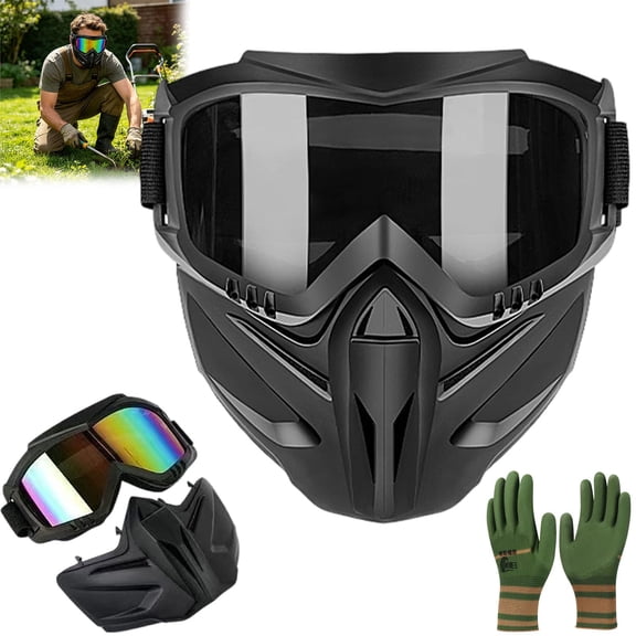 2026 Upgraded Detachable Full Face Goggle Mask, Grass Cutting Goggles for Welding, Riding, Anti-Fog Windproof Paintball Mask, Personal Protective Equipment & Safety Gear