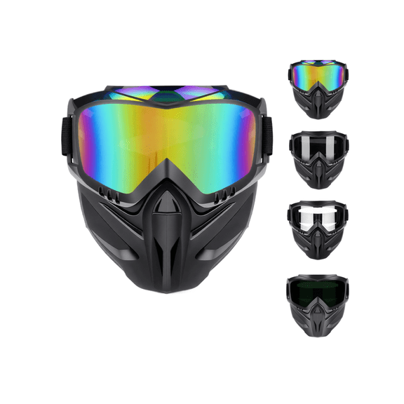 2026 Upgraded Detachable Full Face Goggle Mask, Mowing Goggles Grass Cutting Mask, Lawn Mowing Goggles for Adult, Full Face Goggles for Riding, Windproof Anti-UV, Dust, Fog(Multicolor)