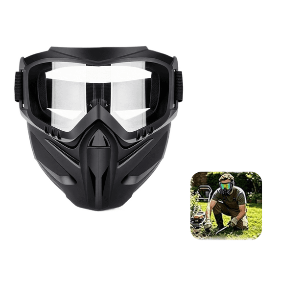 2026 Upgraded Detachable Full Face Goggle Mask, for Riding, Windproof Paintball Mask, Anti-Fog Grass Cutting Goggles