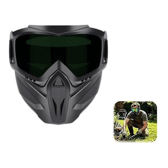 2026 Upgraded Detachable Full Face Goggle Mask, for Riding, Windproof Paintball Mask, Anti-Fog Grass Cutting Goggles