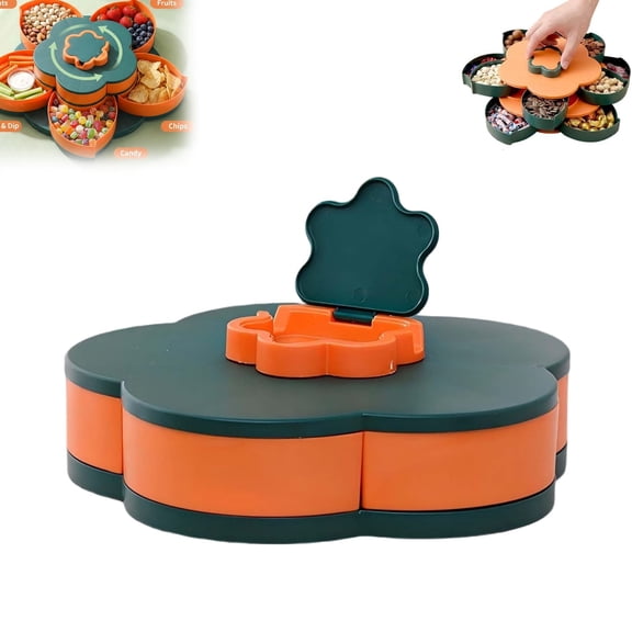 2026 Upgraded Divided Serving Tray That Spins, Perfect for Snacks, Dips & Party Appetizers, Multi-Compartment Food Organizer Design for Kitchen, Party, Trave and Picnic (Single Layer-green)