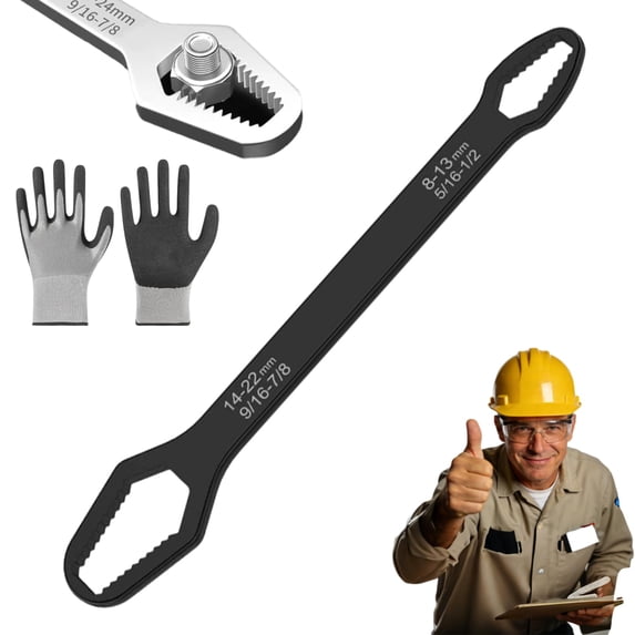 1pc Black 3-17mm Universal Double-head Torx Wrench Self-tightening