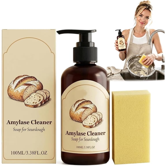 2026 Upgraded Dough Dissolve Soap for Sourdough, Amylase & Protease Enzyme Cleaner for Bannetons, Proofing Baskets & Bread Tools, helps dissolve flour & starch residue(1Pcs)