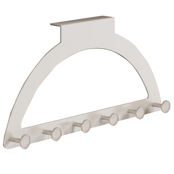 2026 Upgraded Drill Free Over The Door 6 Hook Rack, Multifunctional Over The Door Coat Rack, Towel Rack, Space-Saving Hanger for Towels, Bags, Coats and Hats,White,plastic & metal