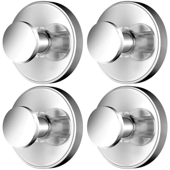 2026 Upgraded Drill-Free Suction Cup Hooks, Stainless Steel Suction Cup Hooks for Shower, Mirror, Wall, Bathroom, Glass, Hanging Towels - 4 Pack, Bright Silver