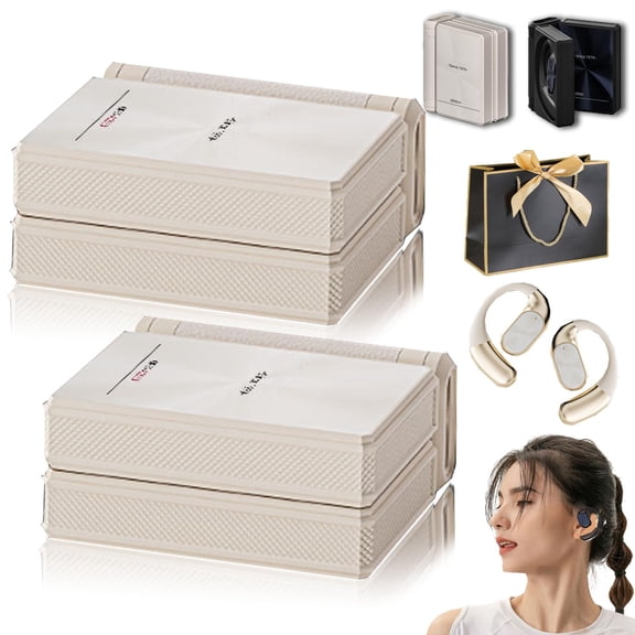 2026 Upgraded Ear Buds Dual Fold, Open Ear Wireless Dual Fold Bt Earbuds, Noise Cancelling Sport Ear, with Ipx5 Waterproof & Sweatproof for Running, Working, Studying (2PC-B)