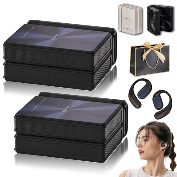 2026 Upgraded Ear Buds Dual Fold, Open Ear Wireless Dual Fold Bt Earbuds, Noise Cancelling Sport Ear, with Ipx5 Waterproof & Sweatproof for Running, Working, Studying (2PC-A)