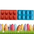 thumbnail image 1 of 2026 Upgraded Easter 8-Cavity Silicone Egg Molds, Egg Shaped Cake Pop Mold, Baking Supplies for Chocolate Jello Candy (Brick red + Blue）, 1 of 7