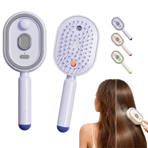 2026 Upgraded Electric Steam Brush for Hair, Press, Comb, and Mist Simultaneously, Strong, Less Breakage, no Hair Residue, for Both Long and Short Hairs, Reduce Frizz(Purple)