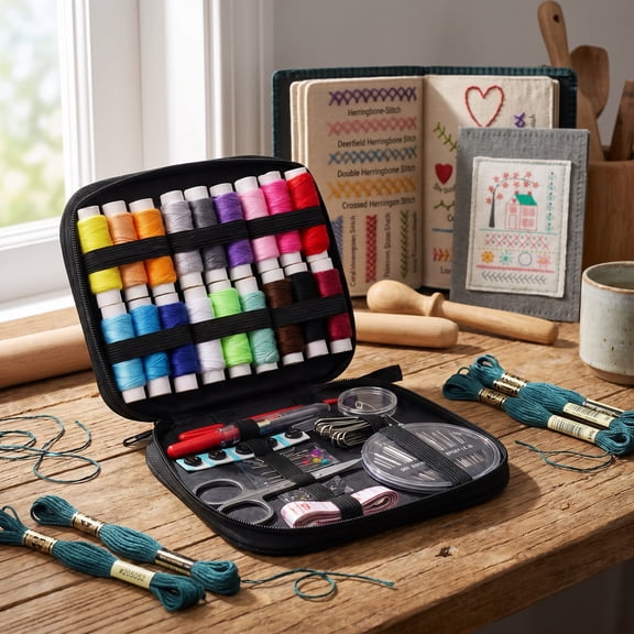 2026 Upgraded Embroidery Stitch Book Kit, 106 Patterns with Tools & Tutorials, 86 PCS Beginner Embroidery Kit, Portable All-in-One Hand Embroidery Book for Adults & DIY Craft Lovers