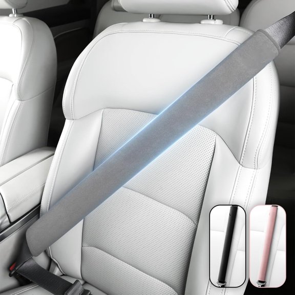 2026 Upgraded Extended Version Suede Car Seat Belt Cover, [Reduces Neck Friction & Enhances Comfort], Soft Shoulder Pad Protector, Auto Interior Accessories,(2 Packs, 18.9Inch), Black
