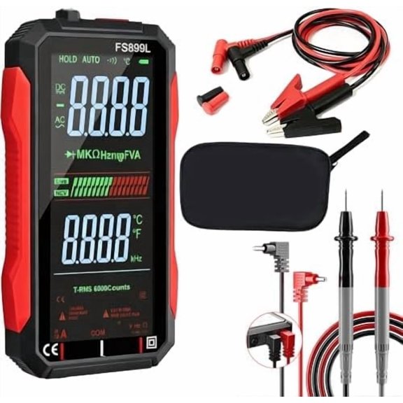 2026 Upgraded FS899L Digital Multimeter, 6000 Counts True RMS Auto-Ranging   Tester, NCV Capacitance Meter, USB-C Rechargeable Color Screen with 2  Clips