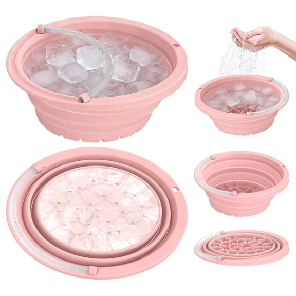 2026 Upgraded Face Bowl for Ice, Foldable Silicone Facial Ice Bath Bowl, Facial Cold Plunge Bowls with Breathing Tube for Skin Tightening, Portable ICES Bath Basin for Home (Pink)
