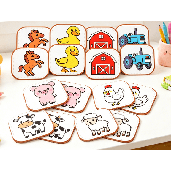 2026 Upgraded Farm Animal Cards, Interactive Memory Game, Sturdy & Wear-resistant, Fun Game for Daily Family Time