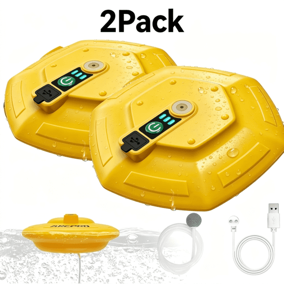 2026 Upgraded Floating Aerator,2-Pack Rechargeable Aerator for Bait Bucket, IPX7 Waterproof with Type-C Charging, Portable Ultra Quiet Bubbler for Live Minnows, Fish Tank, Outdoor Fishing