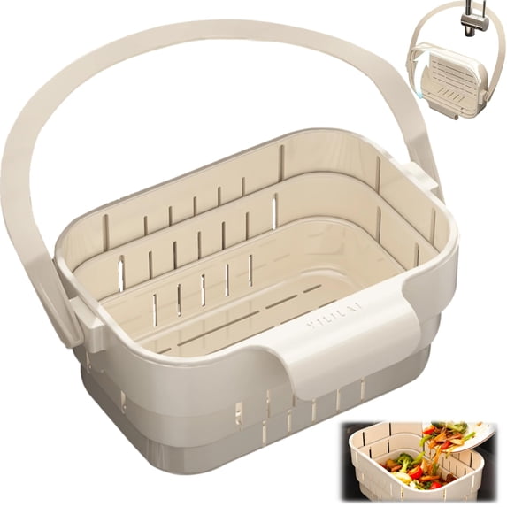 2026 Upgraded Foldable Kitchen Sink Strainer, No-Drill Hanging Drain Rack Food Catcher, Removable Anti-Clog Filter for Garbage Leftovers Kitchen Sink Daily Use