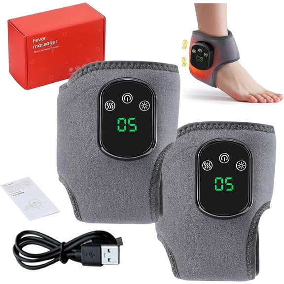 Heated Foot Massager for neuropathy,Foot Massager with Heat, 3 Speeds Vibration & 5 Temperatures, Wireless Portable for Home Office Travel (2Pcs)