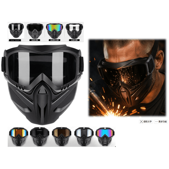 2026 Upgraded Grass Cutting Mask, Anti-Fog Detachable Full Face Goggle Mask, Windproof Grass Cutting Goggles for Mowing Grass (I)
