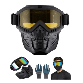 2026 Upgraded Grass Cutting Mask, Windproof Dust Detachable Full Face Goggle Mask for Mowing Grass