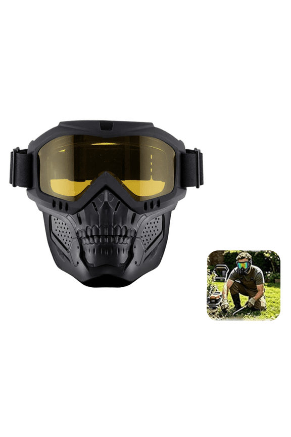 2026 Upgraded Grass Cutting Mask, Windproof Dust Detachable Full Face Goggle Mask for Mowing Grass