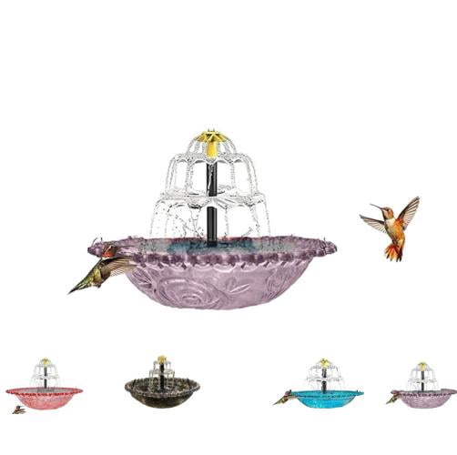 2026 Upgraded Hanging Bird Bath Solar Bird Bath, Solar Powered Water Fountain with 2-Tier Cascading Flow, Decorative Garden Bird Bath Fountains Solar Power (Purple)