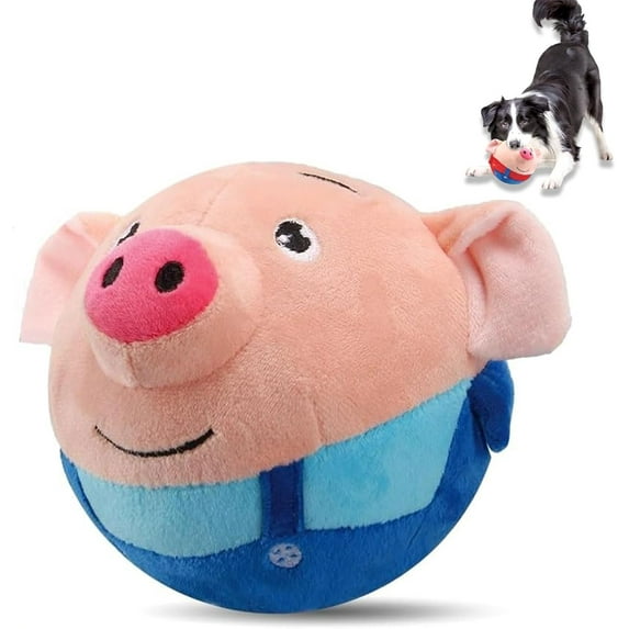 2026 Upgraded Interactive Dog Toys, Rechargeable Squeaky Dog Ball Toy with Talking Sound, Washable Cartoon Pig Plush Toy, Puppies to Keep Them Busy