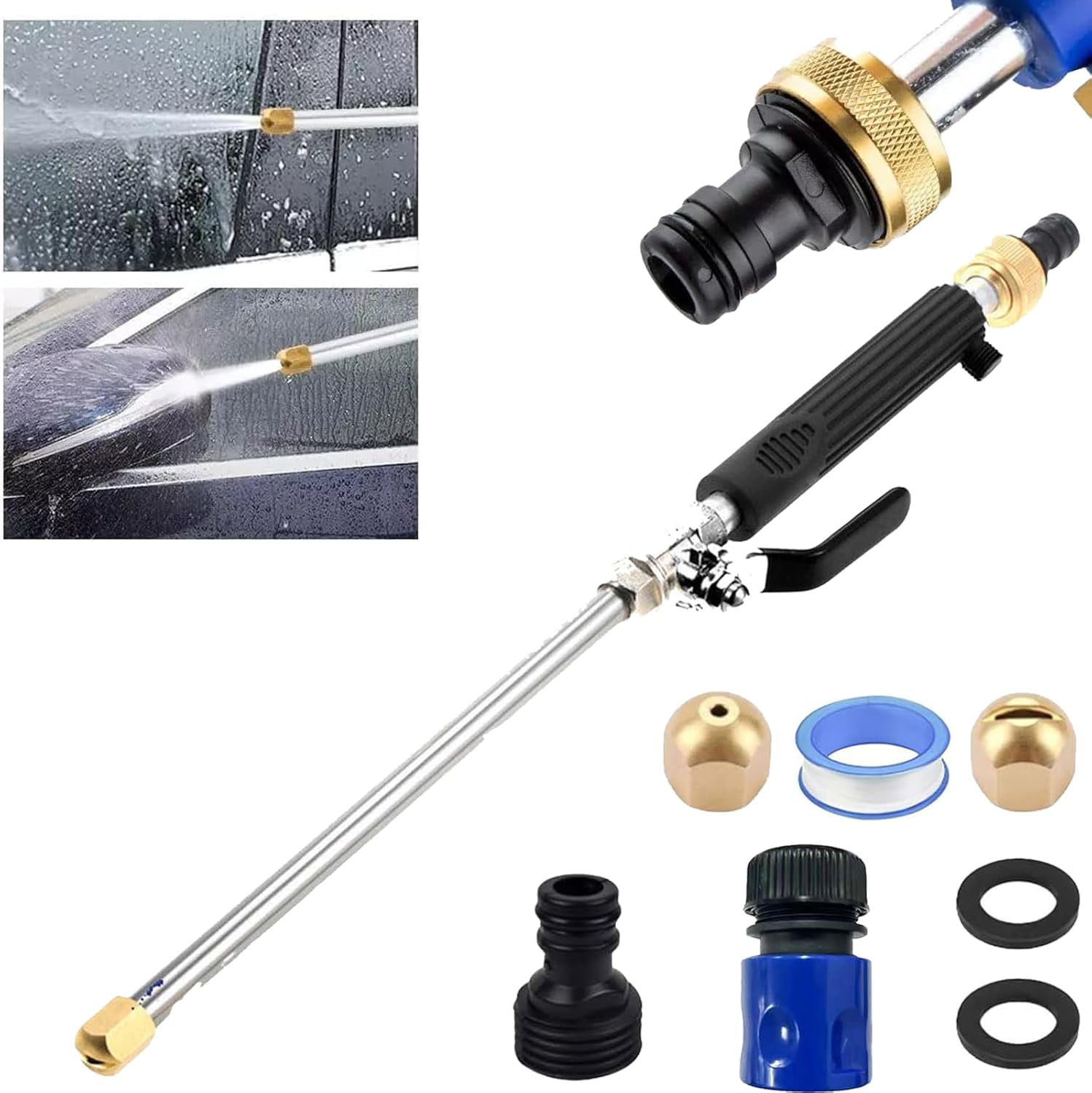 2026 Upgraded Jet Flux Pressure Washer, with 2 Different Nozzles and Hose Connectors, for Fence Cleaning Garden Watering