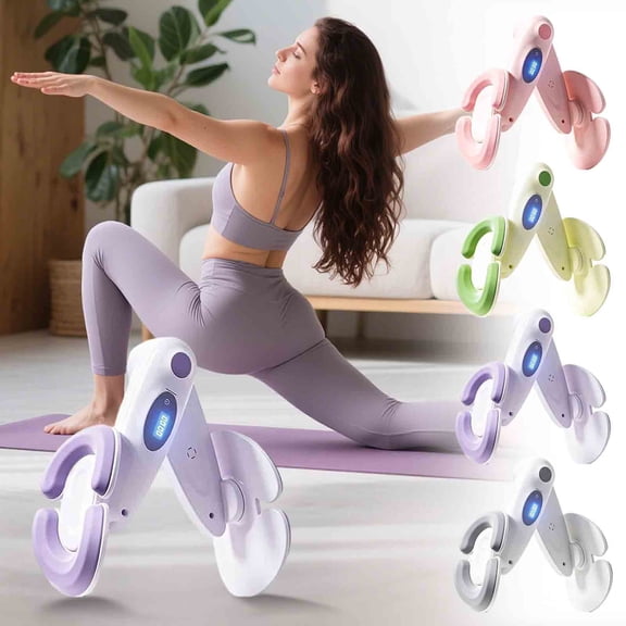 2026 Upgraded LED Pelvic Floor Exercise Device, 360° Inner Thigh Trainer with Digital Display, Summer At-Home Fitness Gear for Women, Leg Workout and Body Shaping Training, Gray