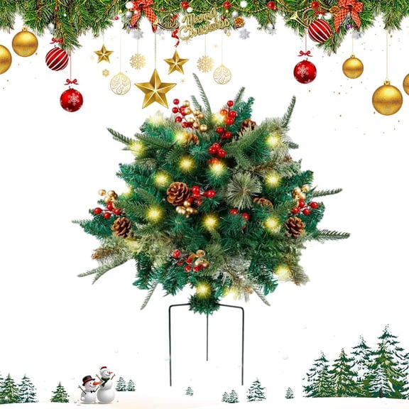 2026 Upgraded Lighted Artificial Christmas Urn Filler with LED 1 Pack