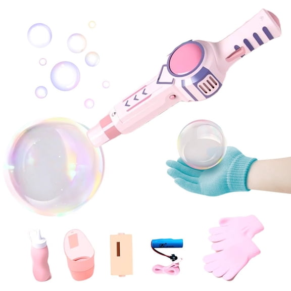 2026 Upgraded Magic Elastic Bubble Machine | Sprays colorful, elastic bubbles + long-lasting bubble mist | Suitable for various occasions such as parties, weddings, and birthdays.(Pink)