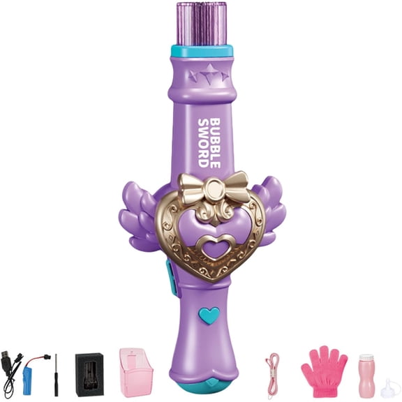 2026 Upgraded Magic Fog Bubble Wand – Rechargeable Electric Smoke Bubble Machine with Lights – Handheld Elastic Fog Bubble Maker for Wedding Party & Stage Atmosphere (Purple)