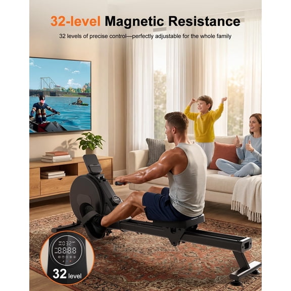 2026 Upgraded Magnetic Rowing  with 32 Levels Quiet Resistance for Home Cardio Workout