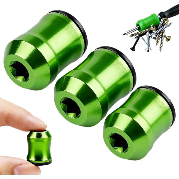 2026 Upgraded Magnetic Screw Ring, Universal Screwdriver Head Magnetic Ring, Magnetizer Demagnetizer Tool, Ideal for Handicrafts, Furniture Assembly, Vehicle Repair (3pcs Green)