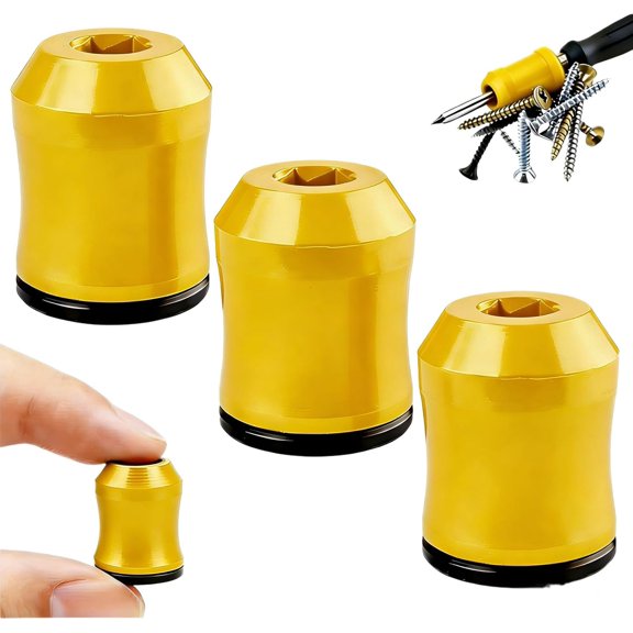 2026 Upgraded Magnetic Screw Ring, Universal Screwdriver Head Magnetic Ring, Magnetizer Demagnetizer Tool, Ideal for Handicrafts, Furniture Assembly, Vehicle Repair (3pcs Yellow)