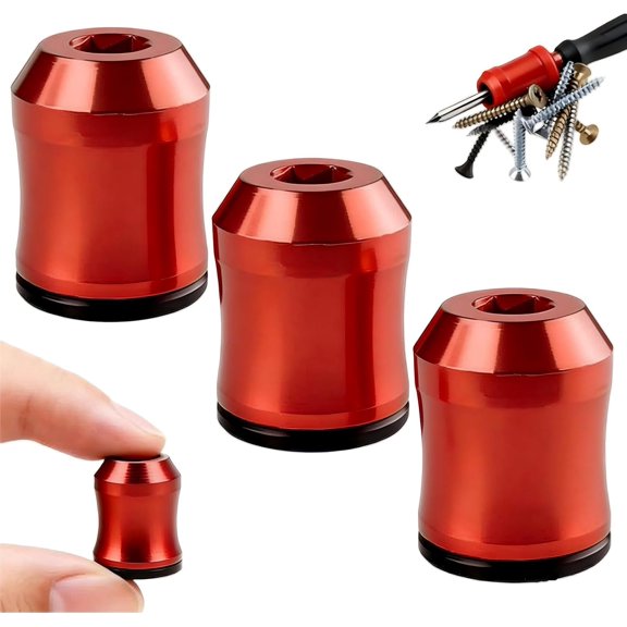 2026 Upgraded Magnetic Screw Ring, Universal Screwdriver Head Magnetic Ring, Magnetizer Demagnetizer Tool, Ideal for Handicrafts, Furniture Assembly, Vehicle Repair (3pcs Red)