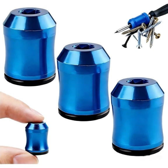 2026 Upgraded Magnetic Screw Ring, Universal Screwdriver Head Magnetic Ring, Magnetizer Demagnetizer Tool, Ideal for Handicrafts, Furniture Assembly, Vehicle Repair (3pcs Blue)