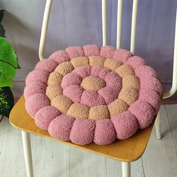 2026 Upgraded Mantou Cushion Round Plush Throw Pillow Flat Hand-Made Round Shaped Cushion Mat Home Decor Foft Fuzzy Chair Plush Pillow Soft Chair Pads Floor Cushions 16" G