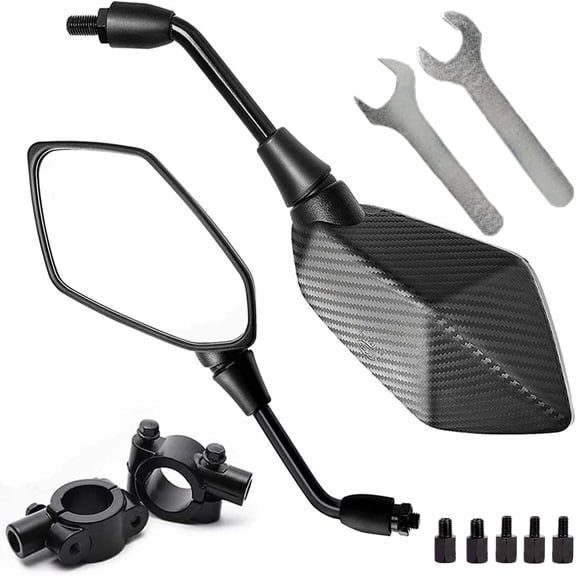【2026 Upgraded】Motorcycle Convex Rear View Mirror, Mirrors For Bike,motorcycle,atv,scooter, with M8 M10 Threaded Bolt, with 7/8" Handle Bar Mount Clamp Compatible with Cruiser, Suzuki, Honda,Victory