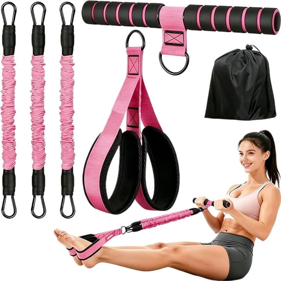 2026 Upgraded Multifunction Pedal Resistance Band with Handle, 3 Tube Adjustable Resistance Bands for Abdomen, Waist, Arm, Core/ABS, Leg Workout, Portable Home Exercise Bands