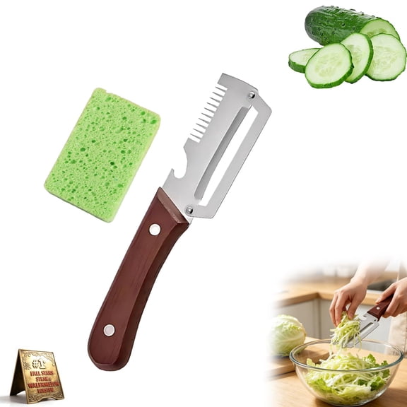 2026 Upgraded Multifunctional Vegetable Peeler with Wooden Handle & Bottle Opener, Stainless Steel Peeler Grater & Bottle Opener, Mother's Day Gift