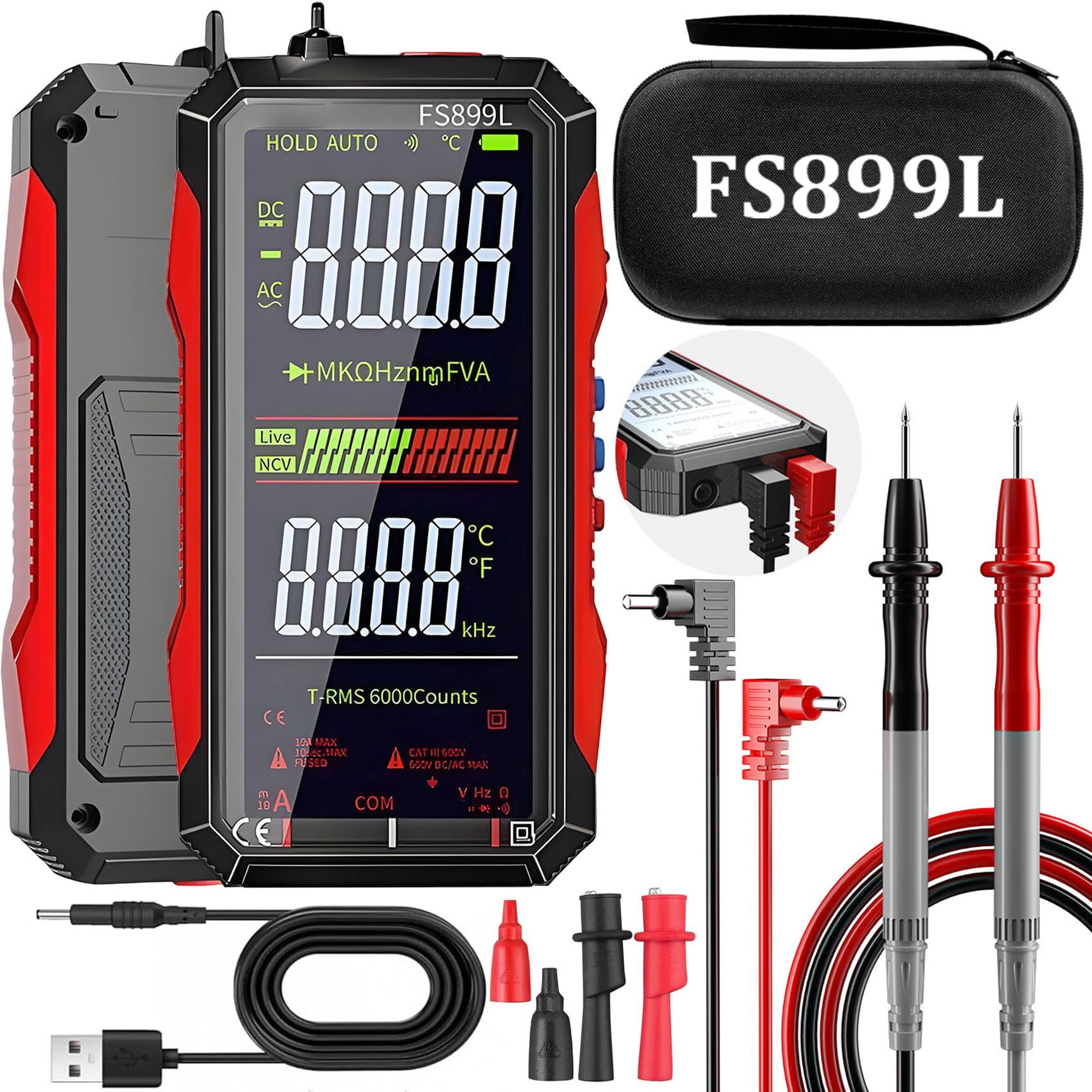 2026 Upgraded Multimeter, USB Rechargeable Digital Multimeter, Automatic Digital Display Multimeter Tester for Home and Industrial Electrical Issues