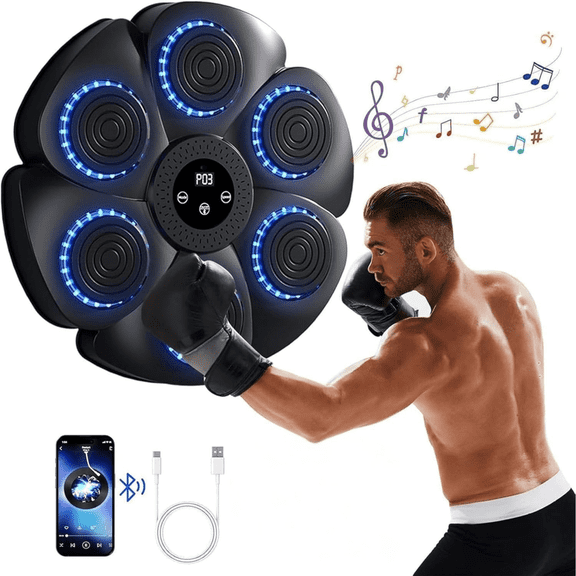 2026 Upgraded Music Boxing Machine for Adults and Kids,Punching Bag for Home, Office, and Gym, Large Size Wall Mounted Boxing Training Equipment with Gloves, 9 Modes & 9 Speeds(Black)
