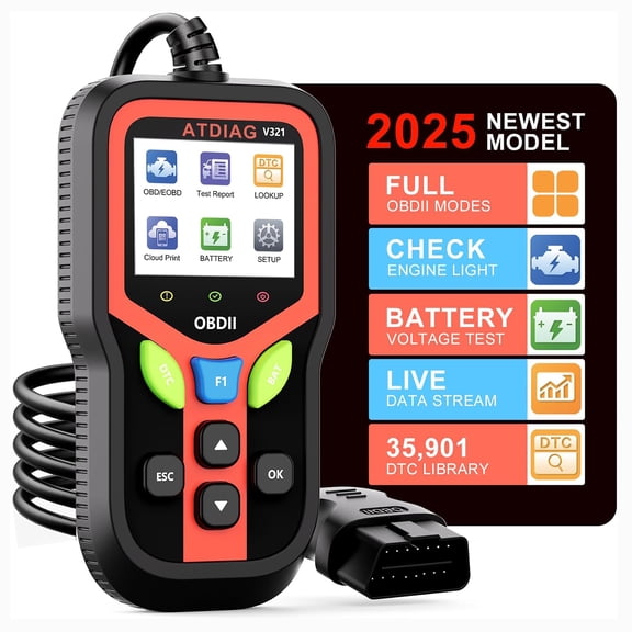 2026 Upgraded OBD2 Scanner Diagnostic Tool, Check Engine Lights and Clear Vehicle Trouble Codes with Professional Battery Start Test, Cloud Printing Enhanced Car Scanner for All Vehicles Since 1996